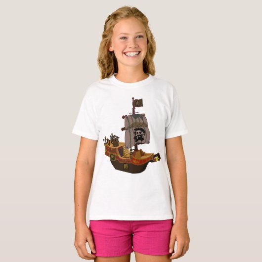 Piratenschip Meisjes T-shirt (Voorkant volledig)