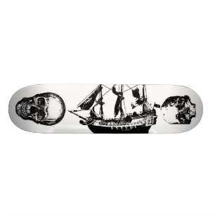 Piratenschip met 2 schedels naar buiten gericht persoonlijk skateboard