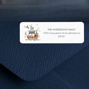 Piratenschip met dieren Kinder partij Etiket