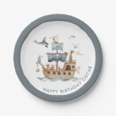 Piratenschip met dieren Kinder partij Papieren Bordje (Voorkant)