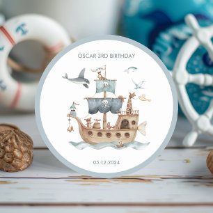 Piratenschip met dieren Kinder partij Ronde Sticker