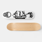 Piratenschip met twee naar buiten gerichte schedel persoonlijk skateboard (Horizontaal)