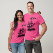 Piratenschip met UFO T-shirt (Unisex)