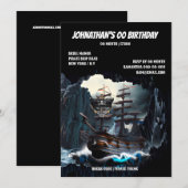 Piratenschip nacht zee schat grot jolly roger kaart (Voorkant / Achterkant)