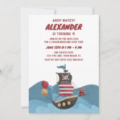 Piratenschip Nautische Ahoy Jongen Verjaardagsfees Kaart (Voorkant)