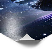 Piratenschip op het Zee onder de nachtelijke hemel Foto Afdruk (Hoek)