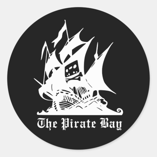 piratenschip pirate bay logo ronde sticker (Voorkant)