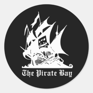 piratenschip pirate bay logo ronde sticker
