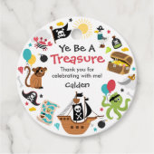Piratenschip Pirate Treasure Verjaardagsfeest Bedankjes Labels (Voorkant)