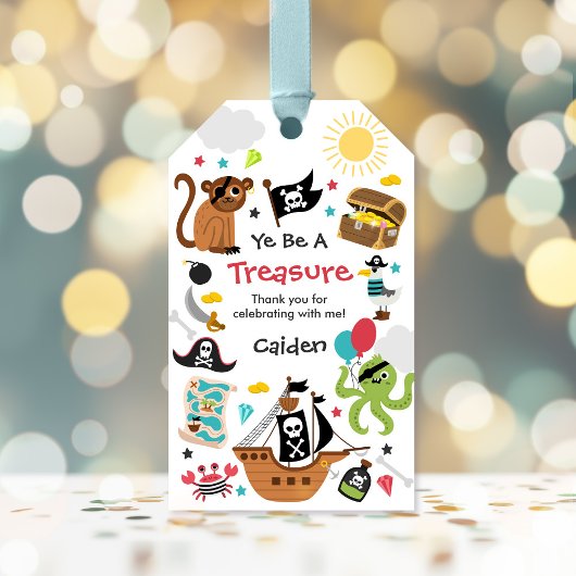 Piratenschip Pirate Treasure Verjaardagsfeest Cadeaulabel