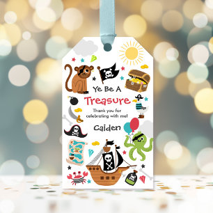 Piratenschip Pirate Treasure Verjaardagsfeest Cadeaulabel