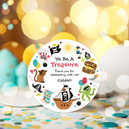 Piratenschip Pirate Treasure Verjaardagsfeest Ronde Sticker