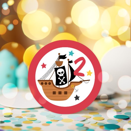 Piratenschip Pirate Treasure Verjaardagsfeest Ronde Sticker