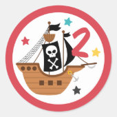 Piratenschip Pirate Treasure Verjaardagsfeest Ronde Sticker (Voorkant)