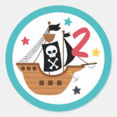 Piratenschip Pirate Treasure Verjaardagsfeest Ronde Sticker (Voorkant)
