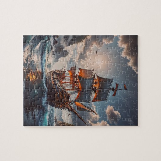 piratenschip puzzel legpuzzel (Horizontaal)