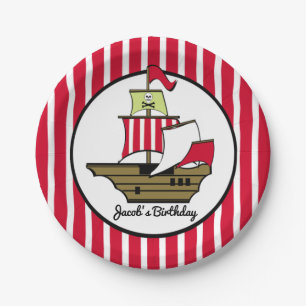 Piratenschip Red Stripes Papieren Bordje