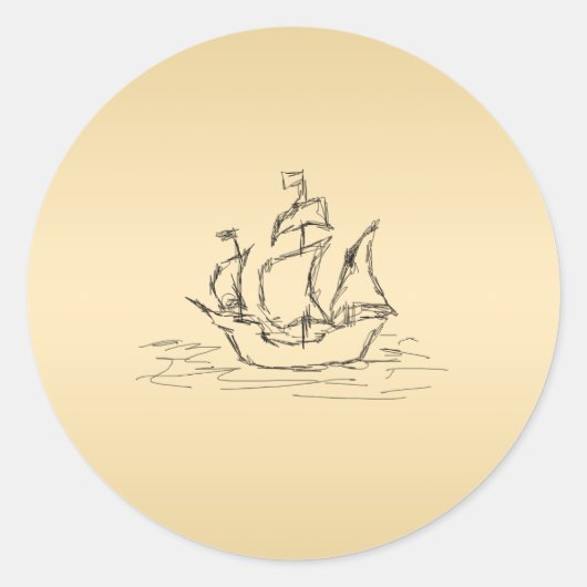 Piratenschip. Ronde Sticker (Voorkant)