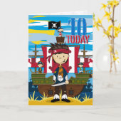 Piratenschip Scene 10e Verjaardag Kaart (Gele Bloem)