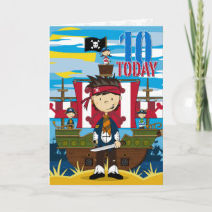 Piratenschip Scene 10e Verjaardag Kaart