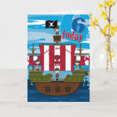 Piratenschip Scene 6e Verjaardag Kaart (Gele Bloem)