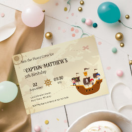 Piratenschip Schatkaart Kids Verjaardagsfeest Kaart