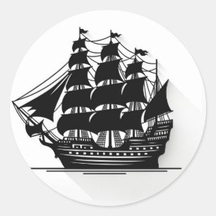 Piratenschip Schatzoeken Verjaardagsfeest Ronde Sticker