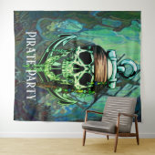 Piratenschip schedel achtergrond wandkleed (In Situ (horizontaal))