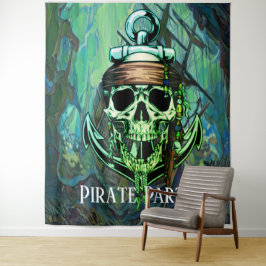 Piratenschip schedel achtergrond  wandkleed