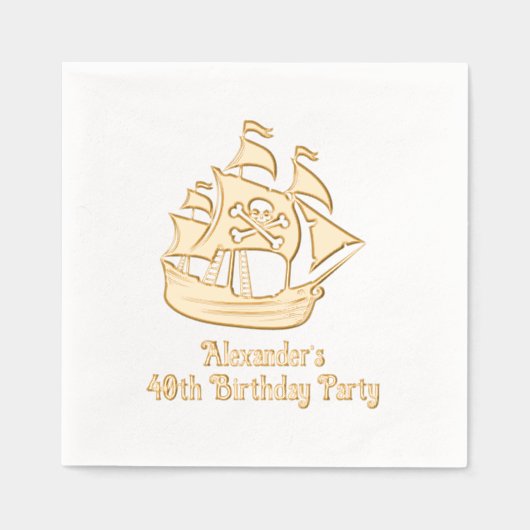 Piratenschip Schedel Kruisbeenderen #2 Verjaardag  Folie Servetten (Voorkant)