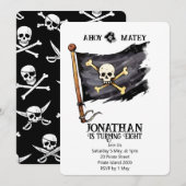 Piratenschip schedel verjaardagsuitnodiging kaart (Voorkant / Achterkant)