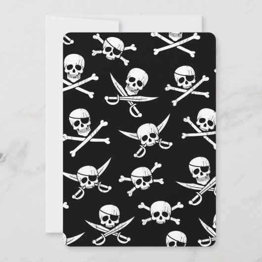 Piratenschip schedel verjaardagsuitnodiging kaart (Achterkant)