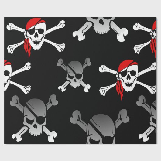 Piratenschip schedels inpakpapier (Vlak)