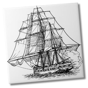 Piratenschip Silhouet Tegeltje