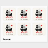 Piratenschip Skelet Verjaardagsfeestje Favor Stick Vierkante Sticker (Vel)