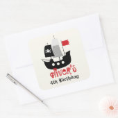 Piratenschip Skelet Verjaardagsfeestje Favor Stick Vierkante Sticker (Envelop)