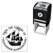 Piratenschip Skull Crossbones Library Boeknaam Zelfinktende Stempel (In situ)