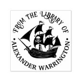Piratenschip Skull Crossbones Library Boeknaam Zelfinktende Stempel (Design)