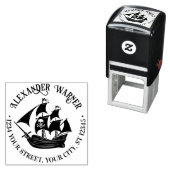 Piratenschip Skull Crossbones Naam Retouradres Zelfinktende Stempel (In situ)