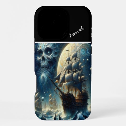 Piratenschip Skull Moon's Shadow iPhone Hoesje (Achterkant)