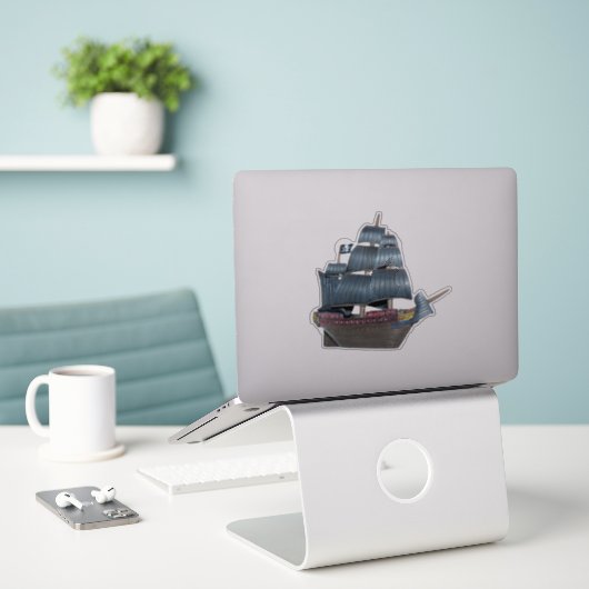 Piratenschip Sticker (Laptop op bureau)