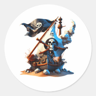 Piratenschip Stickers! Ronde Sticker