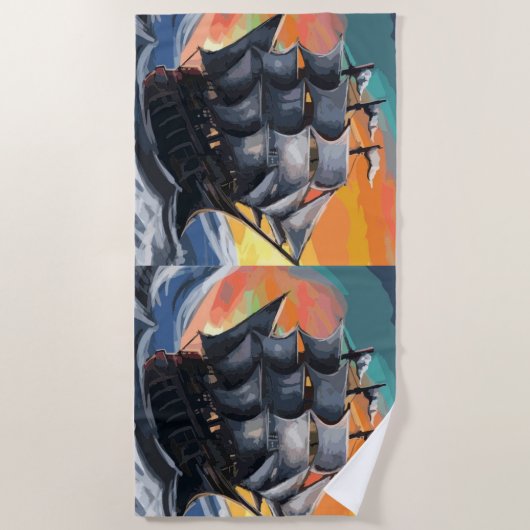 Piratenschip strandlaken (Voorkant)