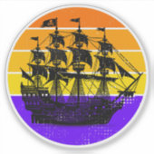 Piratenschip  Sunset Sticker (Voorkant)