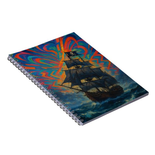 Piratenschip te midden van stormachtig Zee Notitieboek (Rechterzijde)