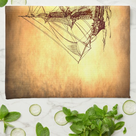 piratenschip theedoek (Gevouwen)