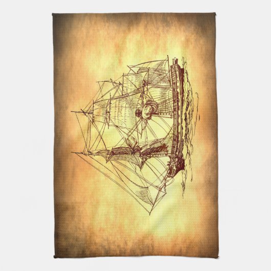 piratenschip theedoek (Verticaal)