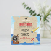 Piratenschip Treasure Hunt Ahoy Matey Verjaardag Kaart (Staand voorkant)