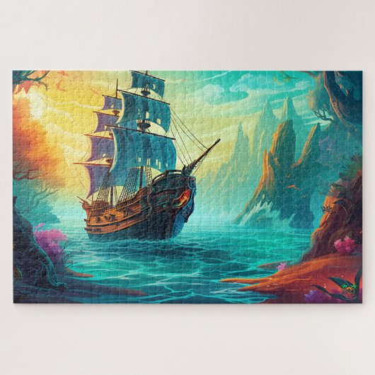 🌅Piratenschip Treasure Hunt Legpuzzel (Horizontaal)