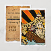 Piratenschip trouwkaarten kaart (Voorkant / Achterkant)